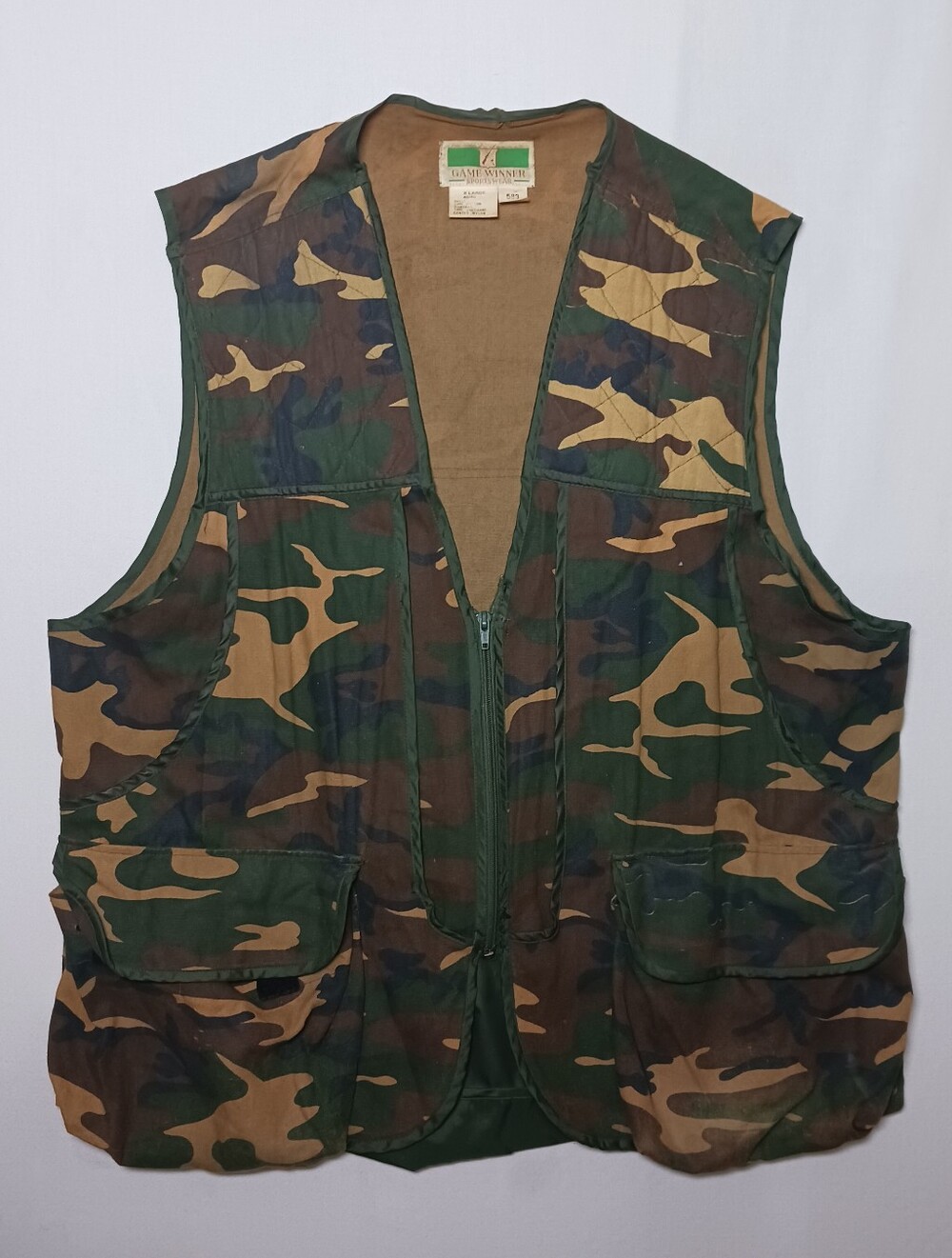 Vintage Game Winner Hunting Vest XL Camouflage Game Bag Liner